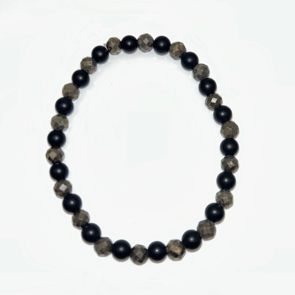 Shungite & Pyrite beaded crystal bracelet